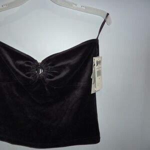 JLO VINTAGE Y2K NEW JENNIFER LOPEZ  LAYLA VELOUR TUBE TOP BLACK SIZE L